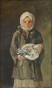 Girl holding a chicken Ion Andreescu